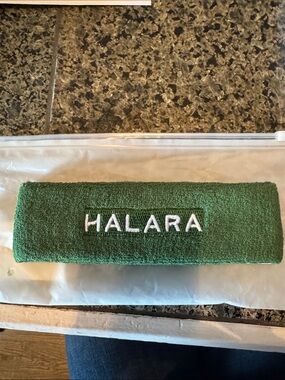 HALARA Green Terry Headband with White Logo